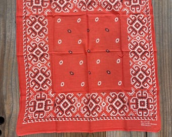 Vintage Red Fast Color 100% Cotton Paisley Bandana Handkerchief #43