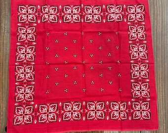 Vintage Red Fast Color 100% Cotton Paisley Bandana Handkerchief #46