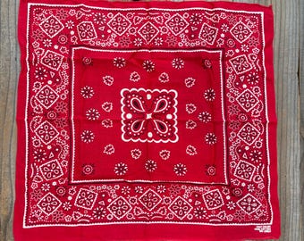 Vintage Red Fast Color 100% Cotton Paisley Bandana Handkerchief #50