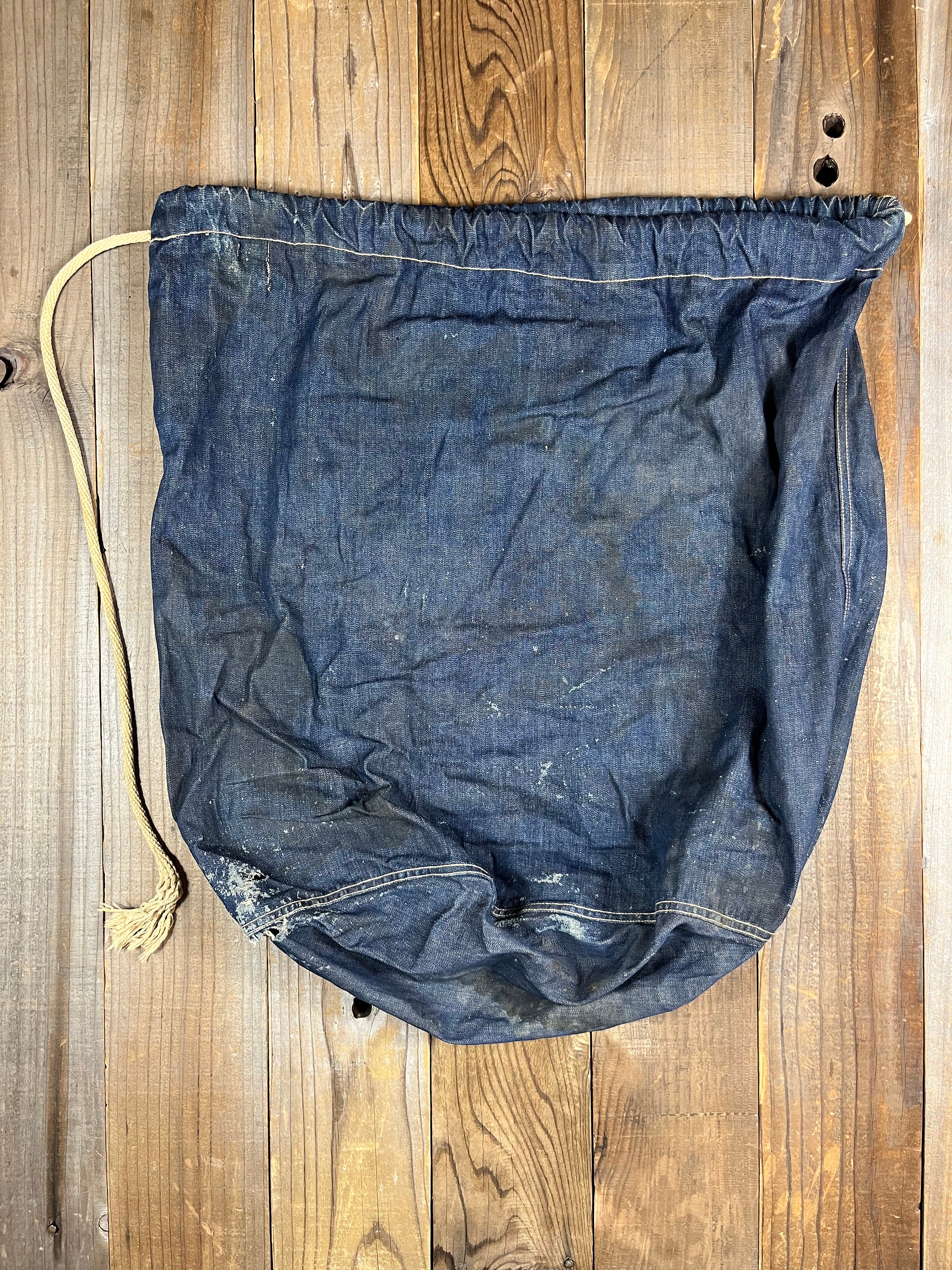 30's 40's US Military Denim Barracks Laundry Bag Raw