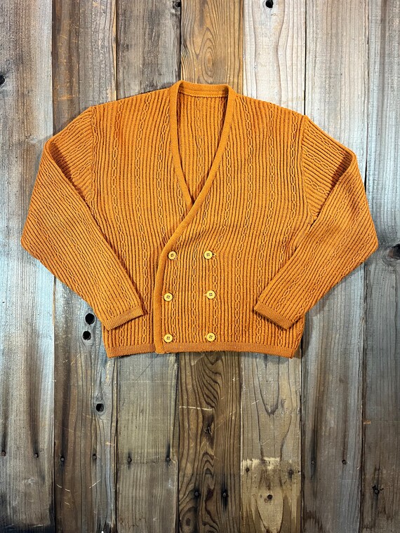Vintage Golden Yellow Ribbed Cardigan Sweater