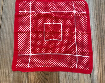 Vintage Red Euro French Style Polka Dot 100% Cotton Bandana Handkerchief #59