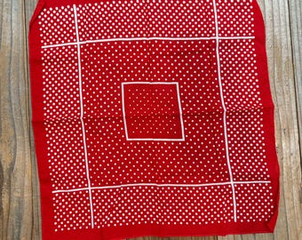 Vintage Red French Style Polka Dot 100% Cotton Bandana Handkerchief #56