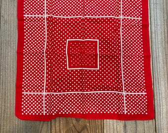 Vintage Red Euro French Style Polka Dot 100% Cotton Bandana Handkerchief #60