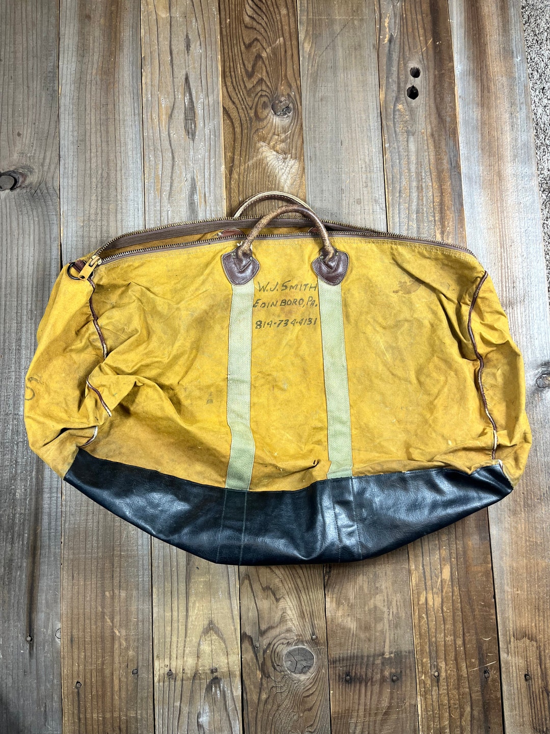 1960's Tan LL Bean Canvas Duffel Bag Leather Bottom - Etsy