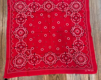 Vintage Red Elephant Brand Trunk Down Paisley 100% Cotton Bandana Handkerchief #85