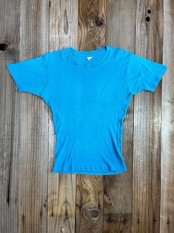 60's 70's Faded Blue Blank Baby Shirt - image 1
