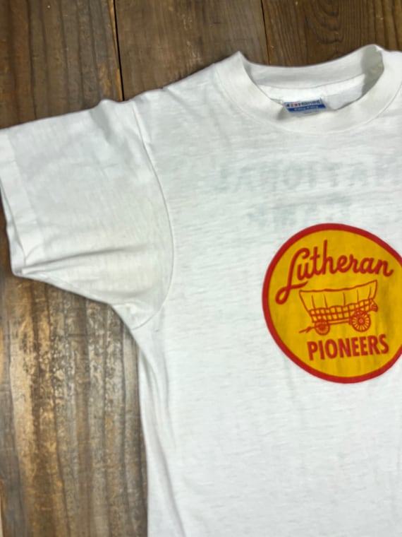 1980's White Lutheran Pioneers Tee Shirt S - image 2