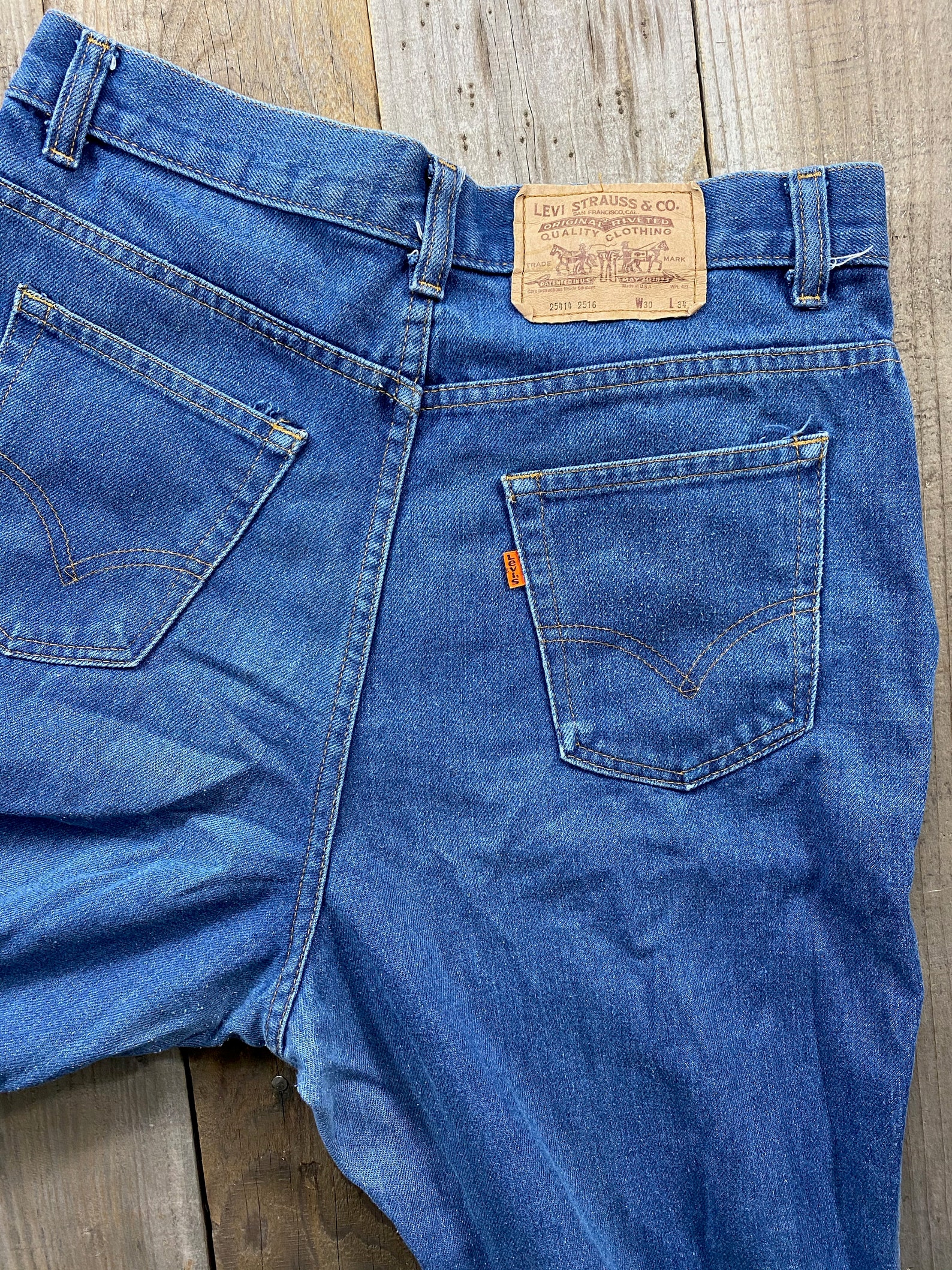 Vintage 1970's Levi's Orange Tab Flared Denim Jeans Etsy