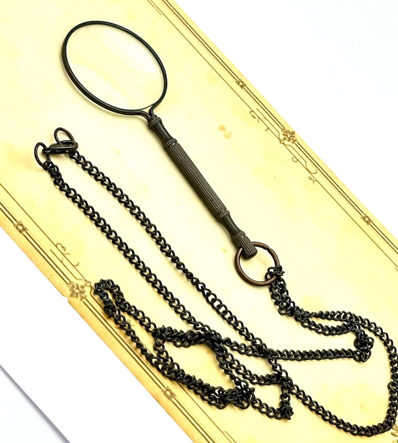 Monocle Costume Magnifying Glass Necklace - Pocket Magnifier Pendant - Nautical Gift Handmade Solid Brass Magnifying Glass Necklace image 13