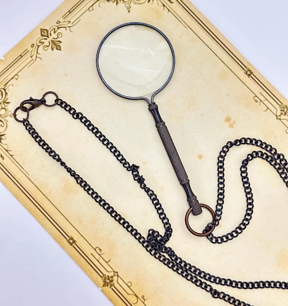 Monocle Costume Magnifying Glass Necklace - Pocket Magnifier Pendant - Nautical Gift Handmade Solid Brass Magnifying Glass Necklace