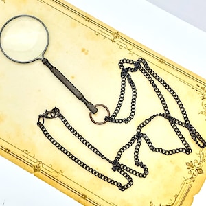 Monocle Costume Magnifying Glass Necklace - Pocket Magnifier Pendant - Nautical Gift Handmade Solid Brass Magnifying Glass Necklace image 12