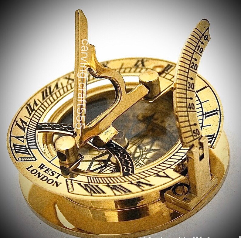 Collectible Brass Sundial Compass Pocket Sundial Compass Etsy