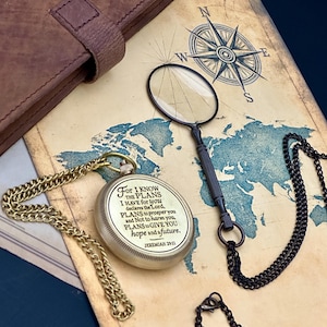 Monocle Costume Magnifying Glass Necklace - Pocket Magnifier Pendant - Nautical Gift Handmade Solid Brass Magnifying Glass Necklace image 14