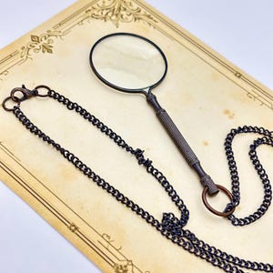 Monocle Costume Magnifying Glass Necklace - Pocket Magnifier Pendant - Nautical Gift Handmade Solid Brass Magnifying Glass Necklace image 3