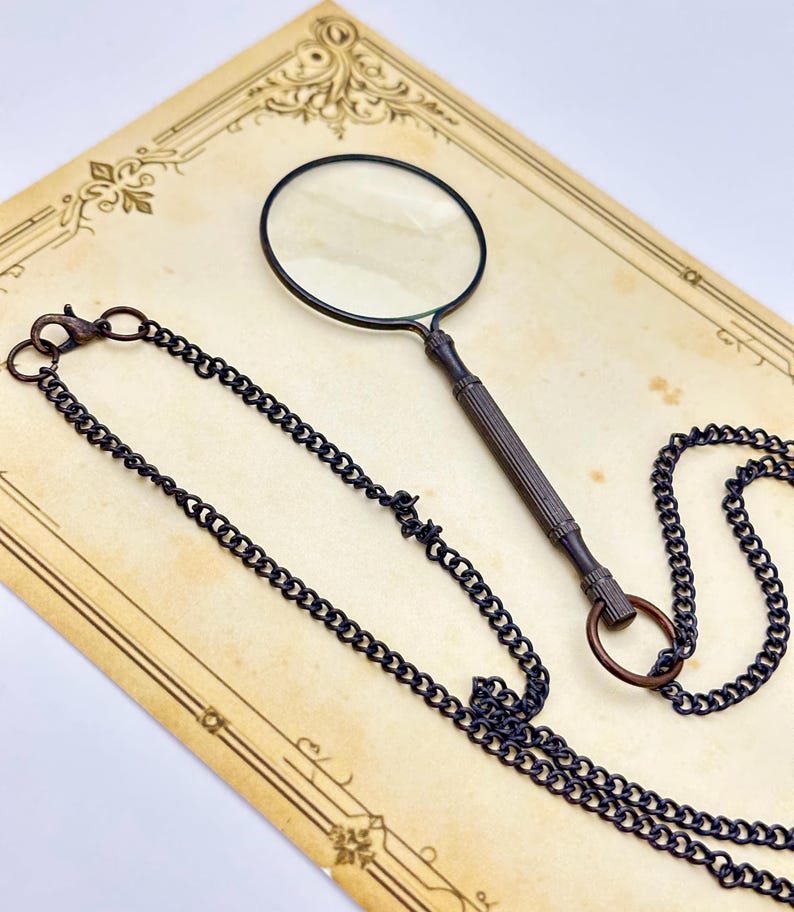Monocle Costume Magnifying Glass Necklace - Pocket Magnifier Pendant - Nautical Gift Handmade Solid Brass Magnifying Glass Necklace image 3