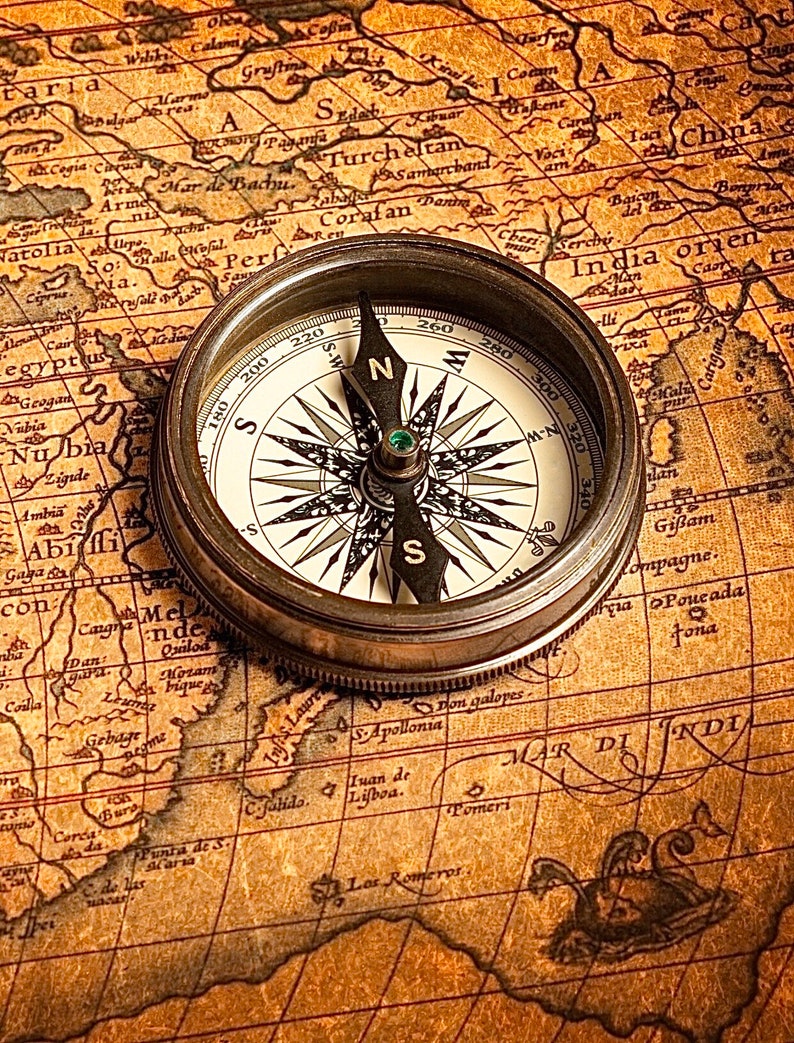 Nautical Brass Compass Pocket Steampunk Compass Vintage Etsy Australia