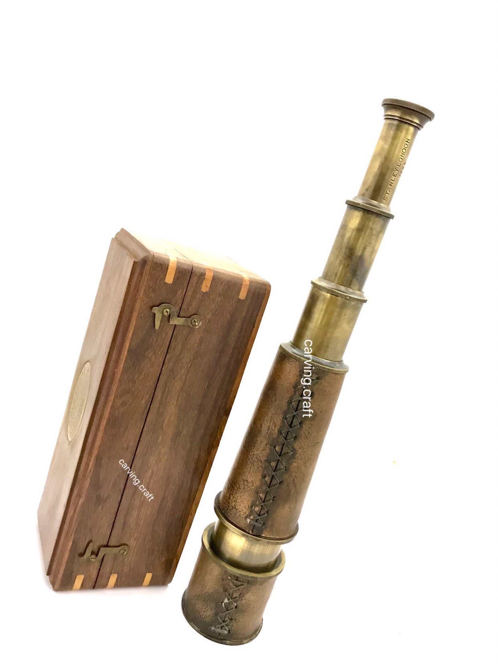 Brass Pirates Telescope with Wooden Box nautical Telescope Etsy