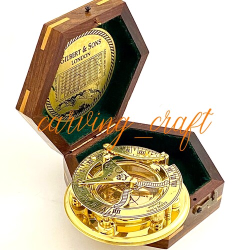 Collectible Brass Sundial Compass Pocket Sundial Compass Etsy