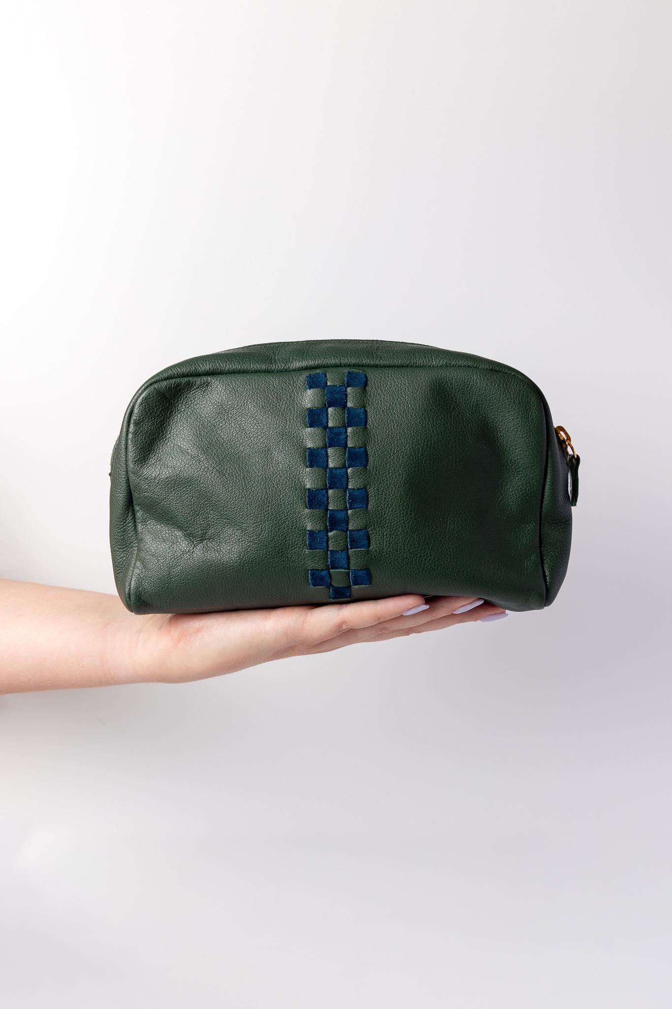 Hunter Green Leather Pouch Bag