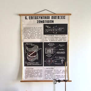 Originele Vintage Wall Chart van Deeltjesversnellers, Vintage School Chart, Science Poster, Rare Chart, Pull down Chart, Wall Tapestry.