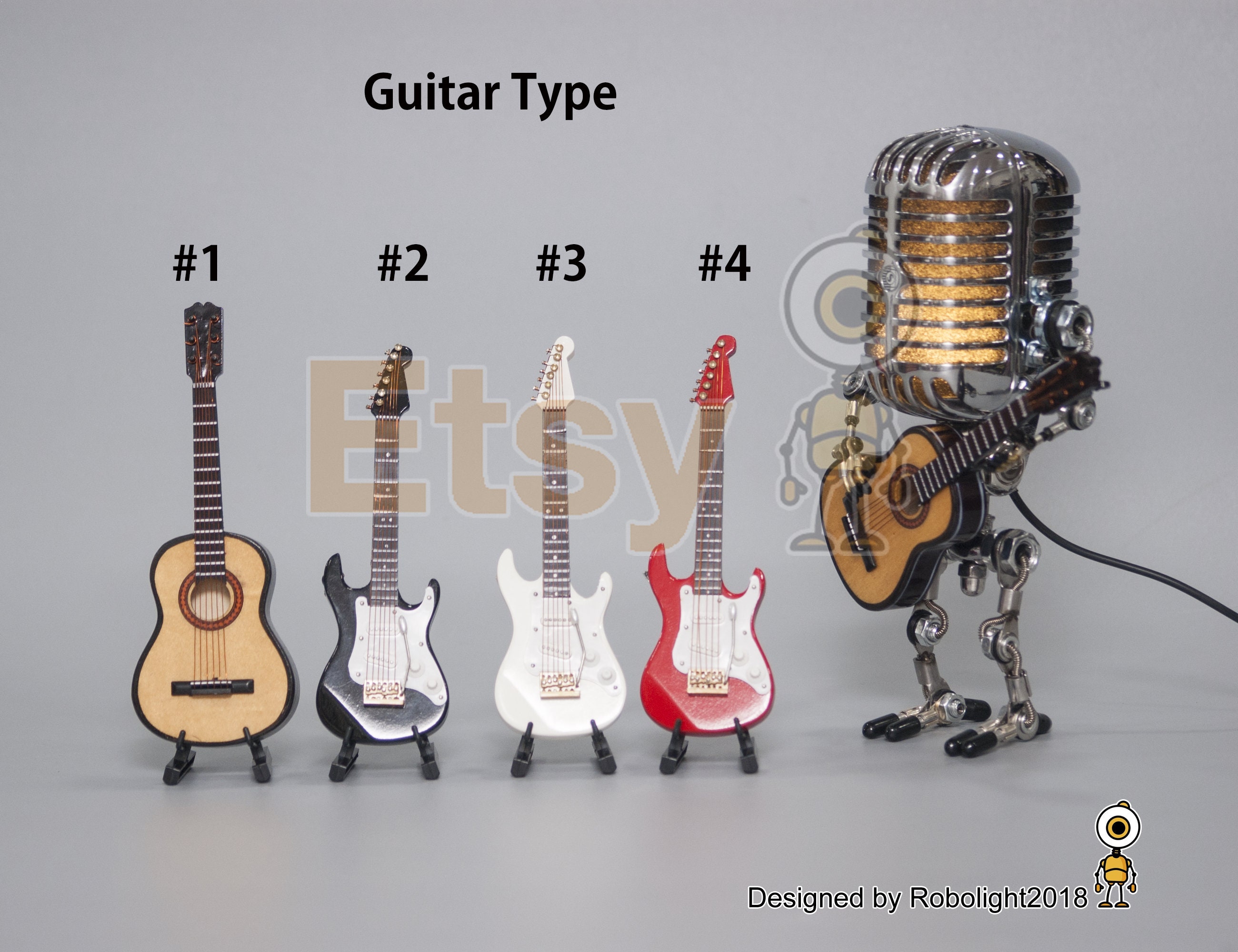 Lighting Home & Living Vintage Microphone Guitar Robot Table Lamp Lamps