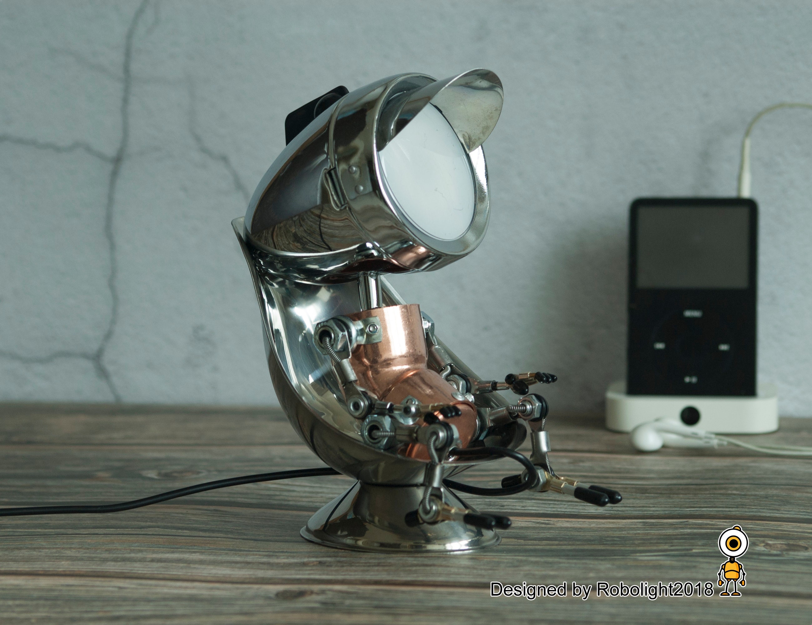 Gummi Bemærkelsesværdig Sport Robot Lamp Metal Art Cute Robot Collectible Table Lamp Night - Etsy Denmark