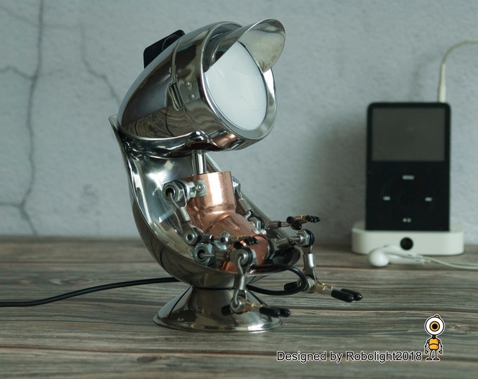 Metal Art Robot Lamp: Collectible Table Night Light