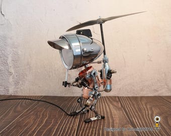 ヘリコプターマンロボットランプテーブルデスクランプユニークな照明