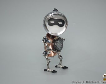 タイムセフトロボットランプ：調光器付き手作りメタルデスクライト