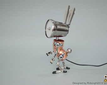 バニーロボットテーブルランプ寝室用ナイトライトギフトユニークなベッドサイドランプ