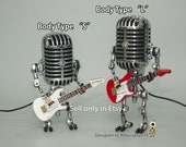 Vintage Microphone robot touch lamp table lamp - robot desk lamp