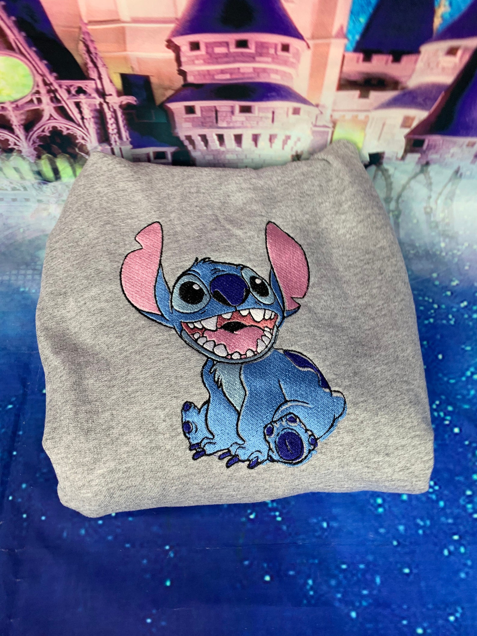 Side Sitting Stitch embroidered hoodie Disney Etsy