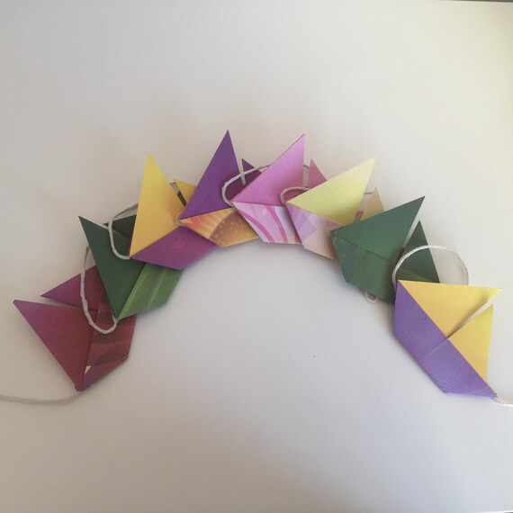 Origami Boat Bunting Paper Boat Wall Hanging Nursery Etsy