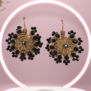 Elegant Simplicity: Black Bead Gold Wire Earrings