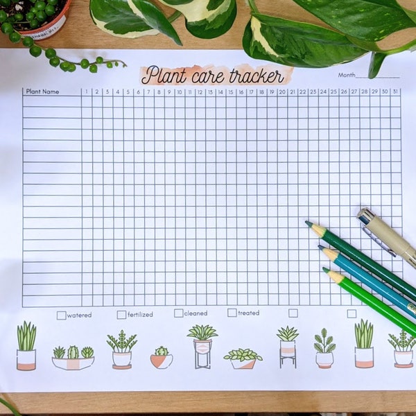 Printable Plant Care Tracker, Plant Watering and Fertilizing Log, Plant Care Calendar, Digital Plant Planner