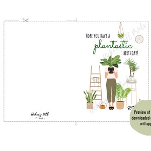 Printable Plant Birthday Card, Plantastic Birthday, Greeting Card, Plant Puns, Succulent, Indoor Plants, Funny Card, Digital Download image 2