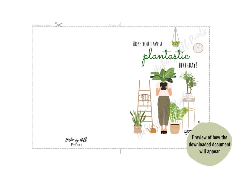 Printable Plant Birthday Card, Plantastic Birthday, Greeting Card, Plant Puns, Succulent, Indoor Plants, Funny Card, Digital Download image 2