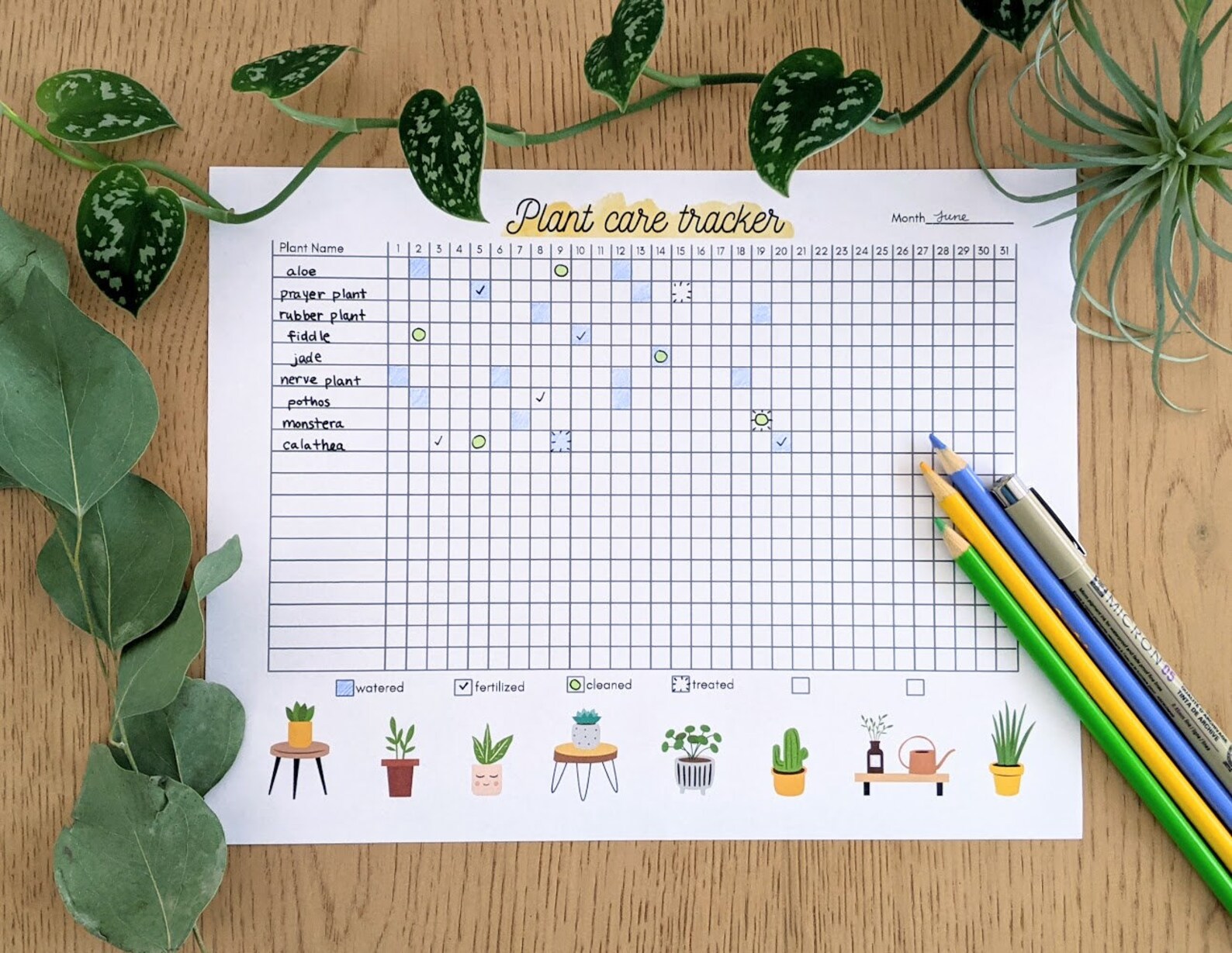 Printable Plant Care Tracker, Plant Watering and Fertilizing Log, Plant