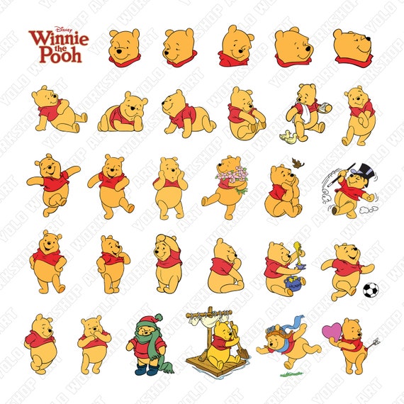 Pooh Bear Svg Eps Jpg Png Clipart Printable Silhouette | Etsy