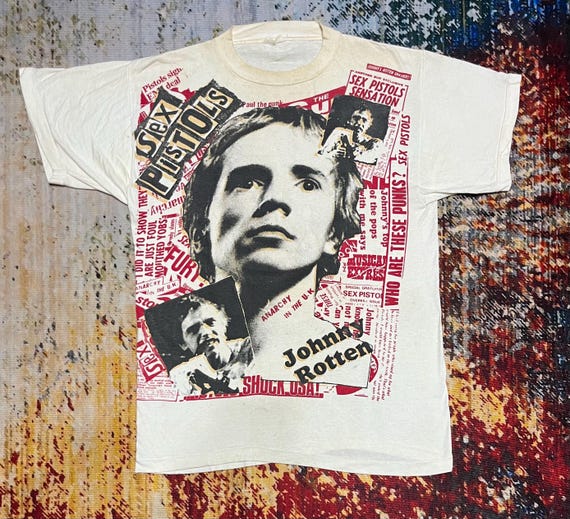 Johnny Rotten Sex Pistols t-shirt vintage rare punk s… - Gem Johnny Rotten Sex Pistols t-shirt vintage rare punk s… - Gem