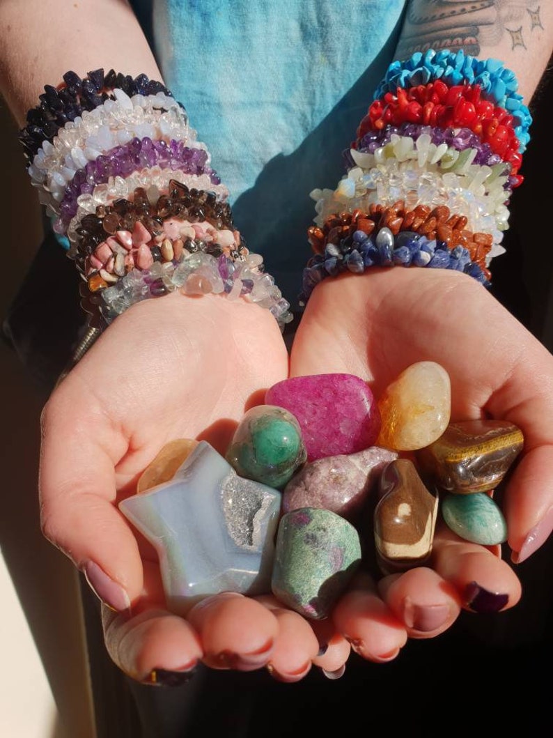 Crystal Chip Bracelets Gemstone Bead Bracelet Etsy