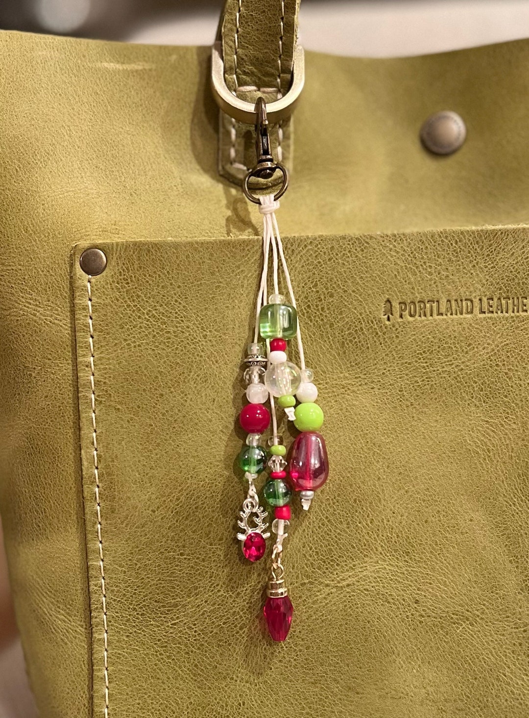 Christmas Beaded Winter Purse Charm, Beaded Bag Charm, Purse Flair free