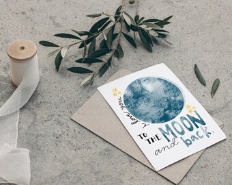 I Love You to the Moon & Back; Anniversary Card; Valentine's Day Card; Love Greeting Card; Wedding Gift; Gifts for Her; Gifts for Him