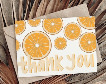 Orange Thank You Card; Thank You Card with Oranges; Thank You Card