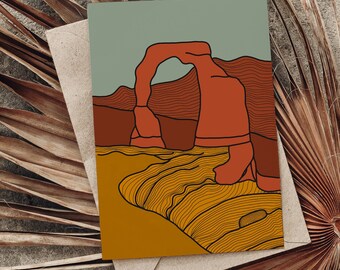 Delicate Arch Greeting Card; National Park Moab, Utah; Desert Boho Art