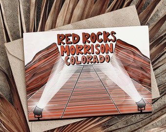 Red Rocks Amphitheater Greeting Card; Red Rocks Art; Red Rocks Colorado; Red Rocks Gifts