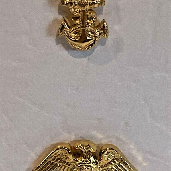 Navy Garrison Cap Device Pins Midshipman Fouled Anchor with Eagle - Left & Right - B16 ((CLEARANCE SALE))