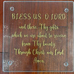Grace Before Meals Glass Trivet - Bless Us Trivet