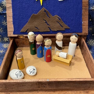 Children’s Nativity Set - Wooden Nativity Set for Kids - Nativity Peg Dolls